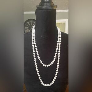 Emma Womens Cream Colored Bead Long Necklace